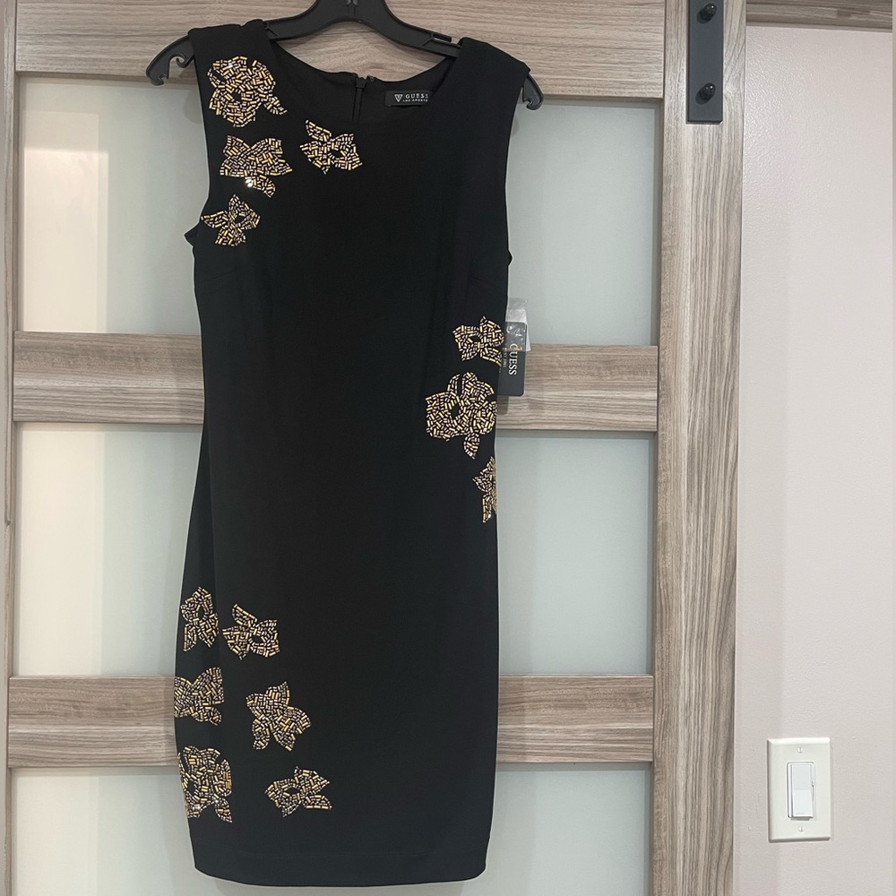 Guess Black and Gold Sheath Mini Dress